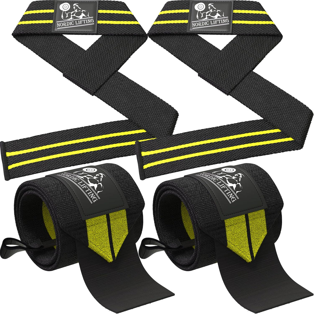 Wrist Wraps + Lifting Straps Bundle (2 Pairs) for Weightlifting, Cross Training, Workout, Gym, Powerlifting, Bodybuilding - Support for Men/Women, Avoid Injury During Weight Lifting - view 2