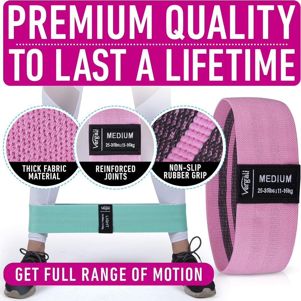 Resistance bands for working out with workout bands guide. 4 booty bands for women men fabric elastic bands for exercise bands resistance bands for legs bands for working out hip thigh glute bands set - view 5