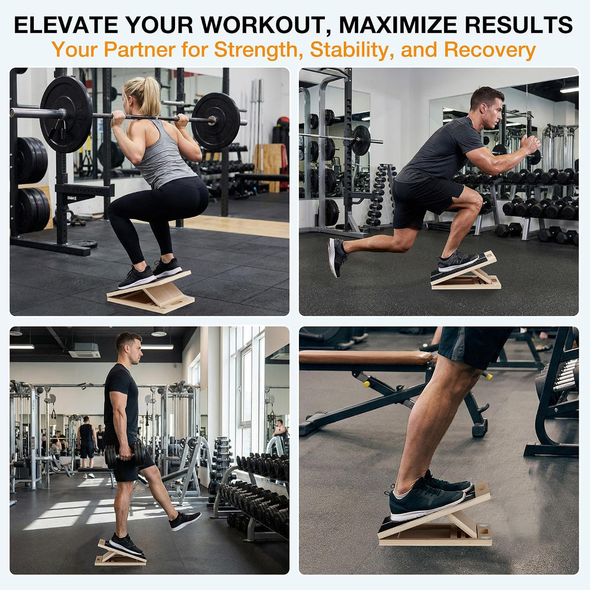 Slant Board for Calf-Stretching - Wooden Incline Wedge Stretcher for Squats, Foot & Ankle Mobility, Portable Fitness Equipment, Balance Block for Heel Stretch - view 6